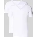 Produktbild: Schiesser Slim Fit T-Shirt mit V-Ausschnitt im 2er-Pack in Weiss, Größe S