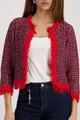 Produktbild: Monari Strickjacke Rundhalsausschnitt, verkürzter Schnitt, Ripp-Saum mit Fransen
