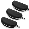 Produktbild: EKdirect 3 Stück Sonnenbrille Brillenetui Reißverschluss Hartschale mit Gürtelclip (Silber Silber Silber)