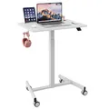 Produktbild: JUMMICO Höhenverstellbarer Schreibtisch Mobiler mit Rollen, Schreibtisch Höhenverstellbar Kleiner Tisch Computertisch Stehpult, 65 x 48 cm, Weiß