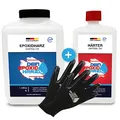 Produktbild: Epoxidharz mit Härter | 2,25kg GfK set | Profi Qualität glasklar & geruchsarm | Gießharz für Holz + Schutzhandschuhe