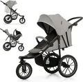 Produktbild: Kinderkraft HELSI 2 - geländegängiger Kinderwagen - bis 27 kg - 3 aufblasbare Räder - verstellbare Rückenlehne - TRAVEL SYSTEM - großer Korb - Grau