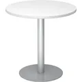 Produktbild: Bistro Tisch Beistelltisch Besprechungstisch Silber 80 cm Durchmesser W = Weiß