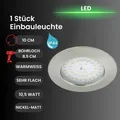 Produktbild: Briloner Möbeleinbauleuchte nickel matt LED 1000 Lumen 10,5W Warmweiß IP44