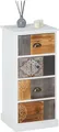 Produktbild: Kommode CARA mit 4 farbig verzierten Schubladen, Schubladenregal in Vintage Optik, kleines Shabby Standregal