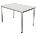 Produktbild: Kerkmann Prime Schreibtisch weiß rechteckig, 4-Fuß-Gestell silber 120,0 x 80,0 cm