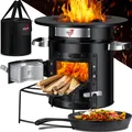 Produktbild: KESSER® Raketenofen Inkl. Grillpfanne aus Gusseisen mit Tragetasche, Dutch Oven BBQ Rakete Holzofen Camping Campingkocher Campinggrill, Edelstahl