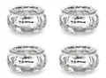 Produktbild: Teelichtgläser 6x3cm Kerzenhalter Windlicht Kerzenglas 4er Set Hochzeit Weihnachten Tischdeko Silber/Vintage Teelichhalter aus Glas in schick-rustikaler Optik 4 Stück