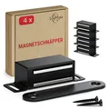 Produktbild: LouMaxx Magnetschnäpper stark - Haltekraft 4kg - 4er Set in Schwarz – Türmagnet -Schrankmagnet – Möbelmagnete – Tuer Magnetverschluss Edelstahl– Magnethalter Schranktür für sicheren Halt