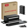 Produktbild: Magnetschnäpper stark - Haltekraft 4kg - 4er Set in Schwarz – Türmagnet -Schr...