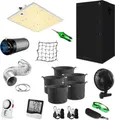 Produktbild: Canna4Home GrowBox Komplettset 60 x 60 x 180 cm schwarz Anbau Set Gewächshaus mit dimmbarer LED Vollspektrum Grow-Lampe, mit Abluftset, Pflanztöpfe