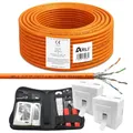 Produktbild: ARLI CAT 7 100m Verlegekabel Netzwerkkabel CAT.7 + 2x Netzwerkdose Cat6a + 1x Werkzeugset Crimpzange Abisoliermesser Tester Netzwerk Werkzeug Set 4 in 1 S/FTP CAT7 PIMF Kabel AWG23/1 Ethernet 100 m