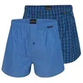 Produktbild: Schiesser Boxershorts 2er Pack Web (Spar-Set, 2-St) Boxershorts - Baumwolle - mit Eingriff - Eingriff mit Knopf blau 9