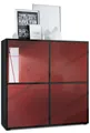 Produktbild: Vladon Highboard Cuba V2 (Schrank, 104 x 105,5 x 35,5 cm Sideboard mit 8 Fächern), Korpus in Schwarz matt / Fronten in Bordeaux Hochglanz