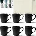 Produktbild: KIVY Tassen Set 6er x 400ml - Große Kaffeetassen Set 6er - Kaffeetasse groß - Teetassen Set - Schwarze Kaffee Tassen Sets - Kaffeebecher Keramik Becher - Kaffeepott Modern Schwarz