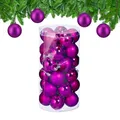 Produktbild: Relaxdays Weihnachtskugeln im 30er Set, Kunststoff, D: 6 cm, runde Weihnachtsbaumdeko, Baumschmuck bruchsicher, pink