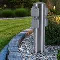 Produktbild: Steckdosensäule Gartensteckdose Außensteckdose 4 fach Edelstahl silber H 35 cm