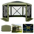 Produktbild: VEVOR Pop-up-Pavillon, 3 x 3 m, großes 6-seitiges Campingzelt mit abnehmbarem Dach & Tragetasche, Partyzelt, Sonnenschutz für 6–8 Personen auf Terrasse und Garten, Grün