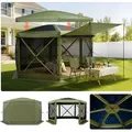 Produktbild: VEVOR Pop-up-Pavillon, 3 x 3 m, großes 6-seitiges Campingzelt mit abnehmbarem Dach & Tragetasche, Partyzelt, Sonnenschutz für 6–8 Personen auf ... - Grün