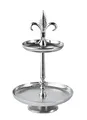 Produktbild: Etagere Lilie 2-Stöckig Dekoteller Schale Deko Dekoration - Servierplatte Groß aus Metall Aluminium - Silber Luxus - Tischdeko Hochzeit - Weihnachtsdeko für Wohnzimmer, Esszimmer oder Küche - 50 cm