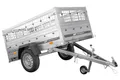 Produktbild: UNITRAILER Anhänger Garden Trailer 200 Kipp, Auto Anhänger 750 kg mi, Anhänger Gitteraufsatz, Kippbarer Deichsel und Stahlstützrad, Ladeflächenabmessungen 200x106 cm