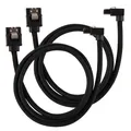 Produktbild: Corsair Premium Sleeved SATA-Kabel gewinkelt, schwarz 60cm - 2er Pack