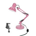 Produktbild: EDO Retro Schreibtischlampe Kinder mit Klemmbar, Nachttischleuchte mit Gelenk-Arm, Arbeitsplatzlampe Rosa PIXI E27 aus Stahl, Schreibtisch-Leuchte mit Flexible Klemme Schwarzer auf Desk Lamp
