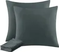Produktbild: Kissenbezug 80x80 cm 2er Set Anthrazit Mikrofaser mit Reißverschluss