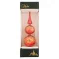 Produktbild: Krebs Glas Lauscha Christbaumspitze Rot Glänzend mit Dekor ca. 34 cm, aus Glas, mundgeblasener Baumschmuck, Baumspitze