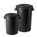 Produktbild: Kreher Abfalltonne Mülltonne Gartentonne in Schwarz mit Deckel aus Kunststoff. In verschiedenen Größen. Robust und Pflegeleicht! (120 Liter)