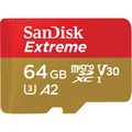 Produktbild: Sandisk SanDisk Extreme 64 GB MicroSDXC UHS-I Klasse 10 (SDSQXAH-064G-GN6AA)
