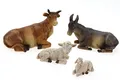 Produktbild: ELLUG Krippenfiguren Tiere 4er Set Ochse, Esel, Schaf, Lamm als Ersatzfiguren Tierfiguren Krippenzubehör Weihnachtskrippe max. H.: 7,5cm / max. L.: 10cm