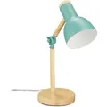 Produktbild: Relaxdays Schreibtischlampe, verstellbare Retro Tischlampe, Holz & Metall, E14, Leselampe, HxD 45,5 x 14,5 cm, mintgrün