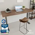 Produktbild: Höhenverstellbarer Schreibtisch (140 x 70 cm) - Sitz- & Stehpult - Bürotisch Elektrisch Höhenverstellbar mit Touchscreen & Stahlfüßen - Anthra... - Grau/Braun