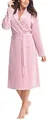 Produktbild: Aquarti Damen Velours Bademantel Nicki Morgenmantel mit Schalkragen zum Binden, Farbe: Puderrosa, Größe: XL