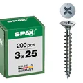 Produktbild: SPAX Universalschraube, 3,0 x 25 mm, 200 Stück, Kreuzschlitz Z1, Senkkopf, Vollgewinde, 4CUT, WIROX A3J, 1081010300253, Blank Verzinkt