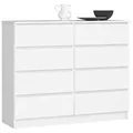 Produktbild: Kommode Akord K120 Weiß 120 Cm 8 Schubladen B120 X H99 X T40 Cm