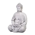 Produktbild: gartendekoparadies.de Buddha mit Schale, Steinfigur, H. 38 cm, 11 kg, Grau, frostsicher aus Steinguss für Außenbereich