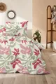 Produktbild: Westminster Biber Bettwäsche 135x200 Blätter Blüten beige grün rosa 172169-52
