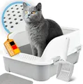Produktbild: CROPLAS Katzenklo offen hoher Rand, Katzenklo ohne Deckel, Katzentoilette offen mit Katzenklo Matte und Katzenklo Schaufel Cat Litter Box, Schalentoilette Katze, Katzen klo, weiß
