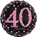 Produktbild: AMSCAN 3378601 Folienballon Happy Birthday 40 - Ø 43 cm, schwarz/pink, Konfetti