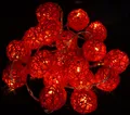 Produktbild: Rattan Ball 20`er LED Kugel Lampion Lichterkette - rot - 6*250*6*250*6 cm