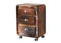 Produktbild: Massivmoebel24.de | FREEZY Rollcontainer aus Massivholz #35 | Altholz - Mehrfarbig, lackiert | Industrial-Stil | 55x38x70 cm | Rollregal Rollkommode
