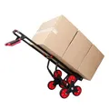 Produktbild: PROREGAL Klappbarer Profi-Treppensteiger TAURUS 250 | HxBxT 115x52x63cm | Traglast  250kg | Stahlrahmen | Rot-Schwarz | Sackkarre Transportkarre