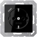 Produktbild: Jung A1520-18CSW SCHUKO Steckdose mit USB-Ladegerät, Serie A/AS, schwarz