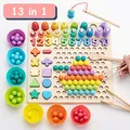 Produktbild: Surplex Holz Montessori Spielzeug Brettspiele Clip Perlen Puzzle, Angelspiel Lernspielzeug Magnetisches Fischspielzeug, Kinder Vorschule Mathe Sortieren Stapeln Anzahl Zählen Lernen für 3+ Jahre alt