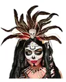 Produktbild: horror-shop Voodoo Haarreifen mit Totenschädel & Federn als Kostümzubehör