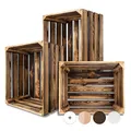 Produktbild: Creative Deco Vintage Holzkiste Groß | 50x40x30 cm | Kiste Holz Geflammt | Obstkiste Deko Weinkisten Apfelkiste | Perfekt als Holzbox Geschenkbox Spielzeugkiste Aufbewahrungskiste Osterdeko