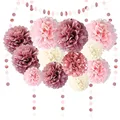 Produktbild: Partydekoration Pompons 15 Stück Rosa Weiß Seidenpapier Pompons Deko mit Tiss...