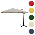Produktbild: Gastronomie-Ampelschirm HWC-A96, Sonnenschirm, 3x4m (Ø5m) Polyester/Alu 26kg ~ creme-grau ohne Ständer, drehbar